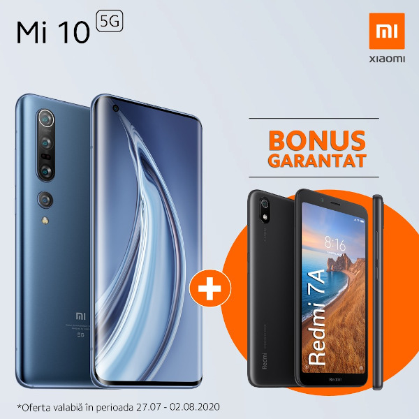 Xiaomi Mi10 + bonus Redmi 7A la Orange, in perioada 27 iulie – 2 august