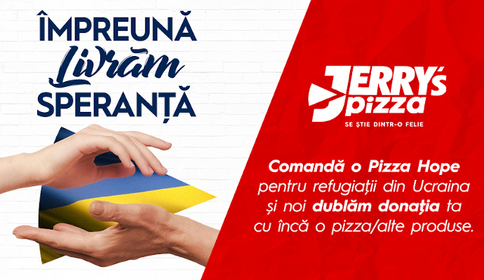 Jerry’s Pizza a lansat campania umanitară „Împreună Livrăm Speranță” pentru ajutorarea persoanelor refugiate din Ucraina