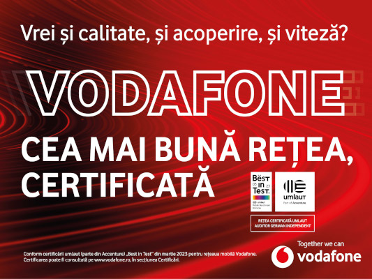 Vodafone a primit certificarea umlaut „Best in Test” pentru cea mai bună rețea mobilă din România vodafone certificare umlaut