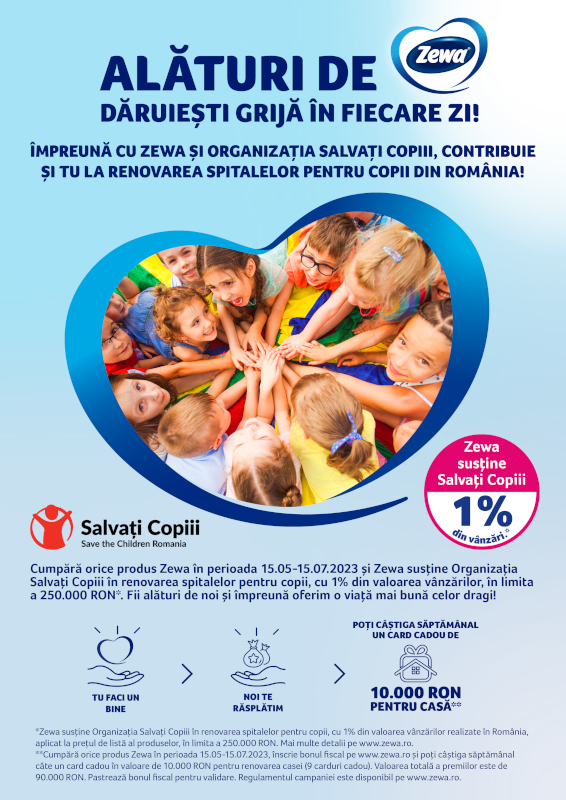 Zewa CSR Organizația Salvați Copiii modernizarea spitalelor de pediatrie din România