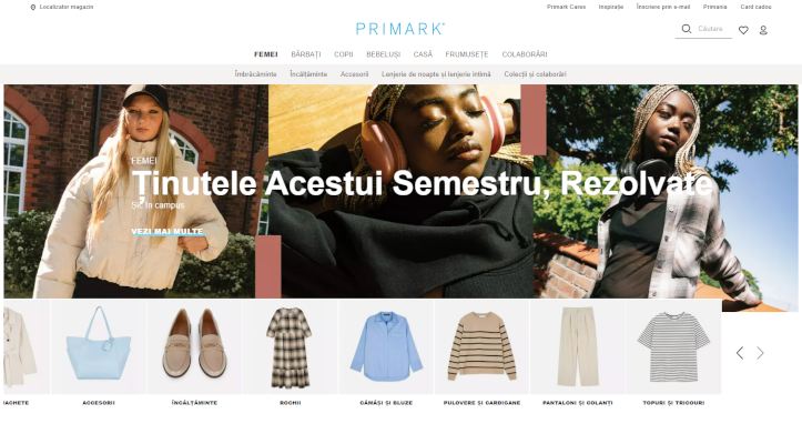 Primark lansează un nou website de prezentare în România