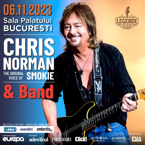 Legende in concert! Chris Norman, Smokie va conceta la Bucuresti 100% live pe 6 noiembrie la Sala Palatului