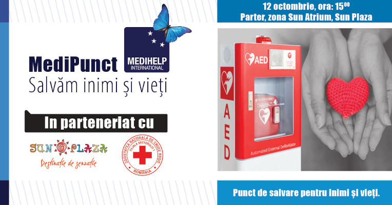 Un defibrilator va fi de acum înainte disponibil pentru urgențe medicale în Sun Plaza