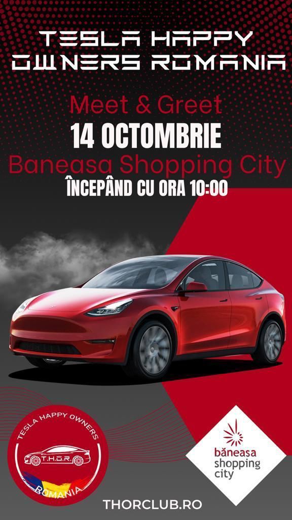 Clubul Tesla Happy Owners România Găzduiește Evenimentul Meet & Greet la Băneasa Shopping Center