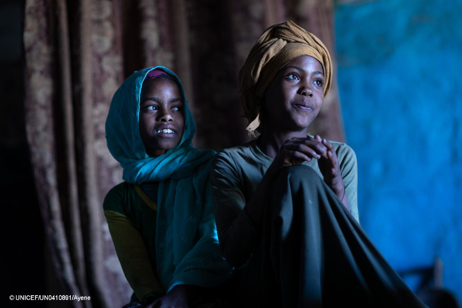 Magfira Kemsur (L) and Mekiya Mude (R) are best friends. When Magfira knew that Mekiya isabout to get circumcised, she alerted the authorities and they intervened. Mekiya says her bestfriend is her rescuer.  UNICEF Ethiopia/2020/ Mulugeta Ayene