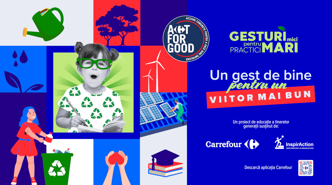  Carrefour România și Asociația InspirAction anunță lansarea unei noi ediții a programului educațional „Gesturi mici pentru practici mari” 