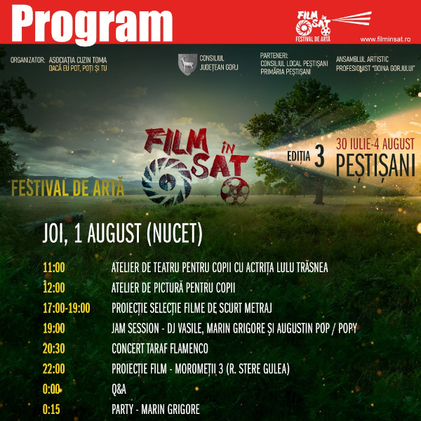 Program Film în Sat Peștișani_1 august