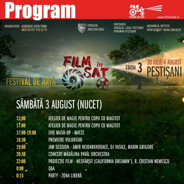 Program Film în Sat Peștișani_3 august