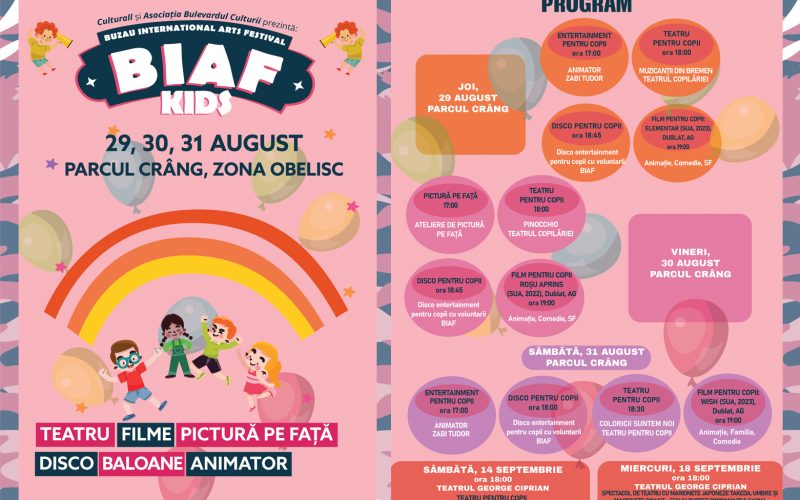 Trei zile de filme și teatru pentru copii în Parcul Crâng din Buzău, la BIAF Kids 2024