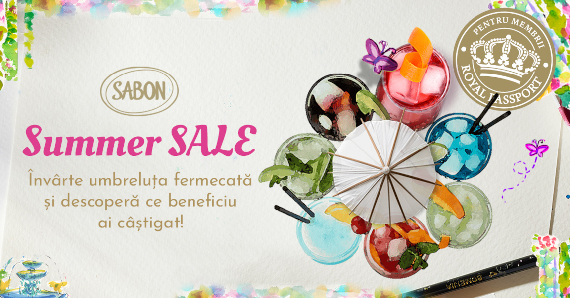 SABON Summer Sale - Învârte umbreluța fermecată pentru reduceri de până la 40% și produse bonus la cumpărături