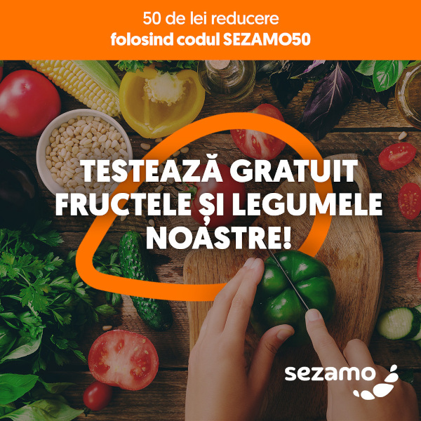 Sezamo Campania "Testează gratuit fructele și legumele din oferta Sezamo"