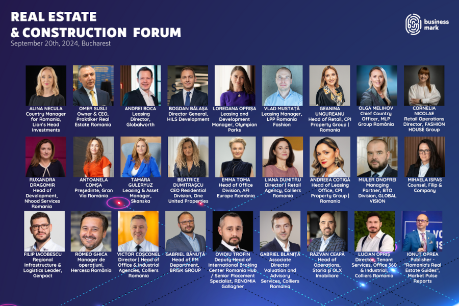 A XIX-a ediție a „Real Estate & Construction Forum": Peste 25 de lideri din industrie analizează provocările și oportunitățile sectorului imobiliar