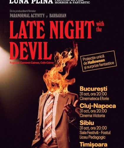 Eveniment cinematografic de Halloween: proiecția unică „Late Night with the Devil” la București, Cluj, Timișoara și Sibiu