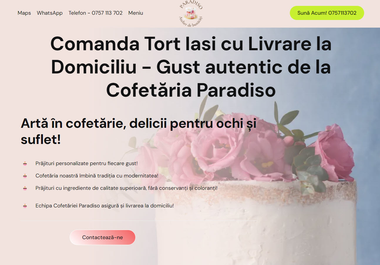 Comanda tort Iasi cu gustul Paradiso