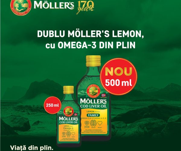 Möller’s sărbătorește împlinirea a 170 ani în lume și a 10 ani pe piața din România cu un nou produs: Möller’s LEMON Flavour FAMILY 500 ML