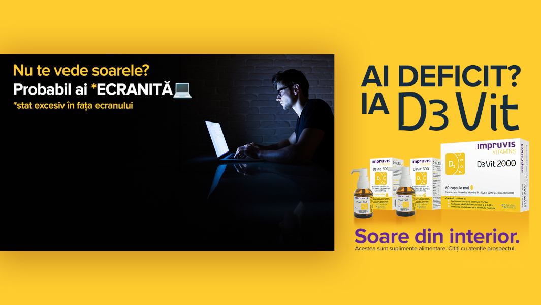 Brandul D3Vit de la Impruvis Vitamins derulează o campanie de conștientizare a deficitului de vitamina D pentru “soare din interior”