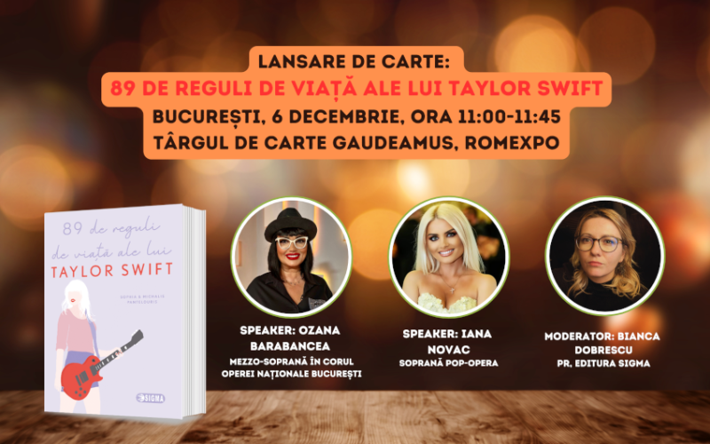 Dublă lansare de carte la Gaudeamus, Editura Sigma: 89 de reguli de viață ale lui Taylor Swift de Sophia și Michalis Pantelouris