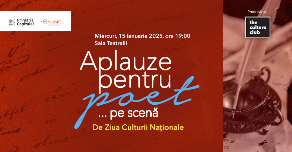 Ziua Culturii Naționale la CREART: Emilia Popescu și Mihai Mălaimare în spectacolul „Aplauze pentru poet...pe scenă”