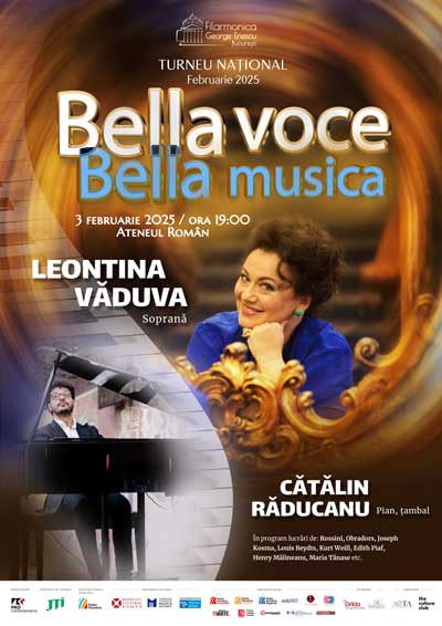 Leontina Văduva şi Cătălin Răducanu la Ateneul Român pe 3 februarie, cu Bella voce, bella musica